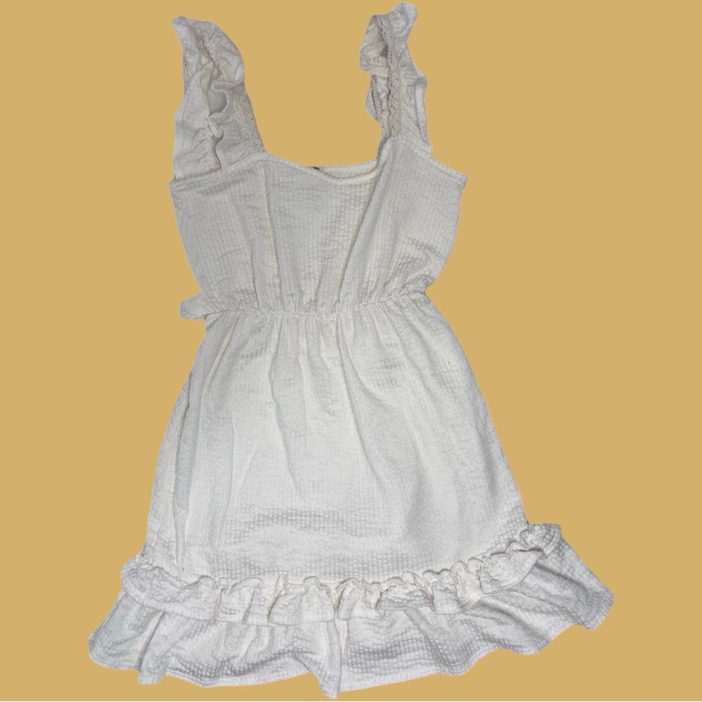 Caution To The Wind | White Sleeveless Ruffle Sundress | graduation | spring